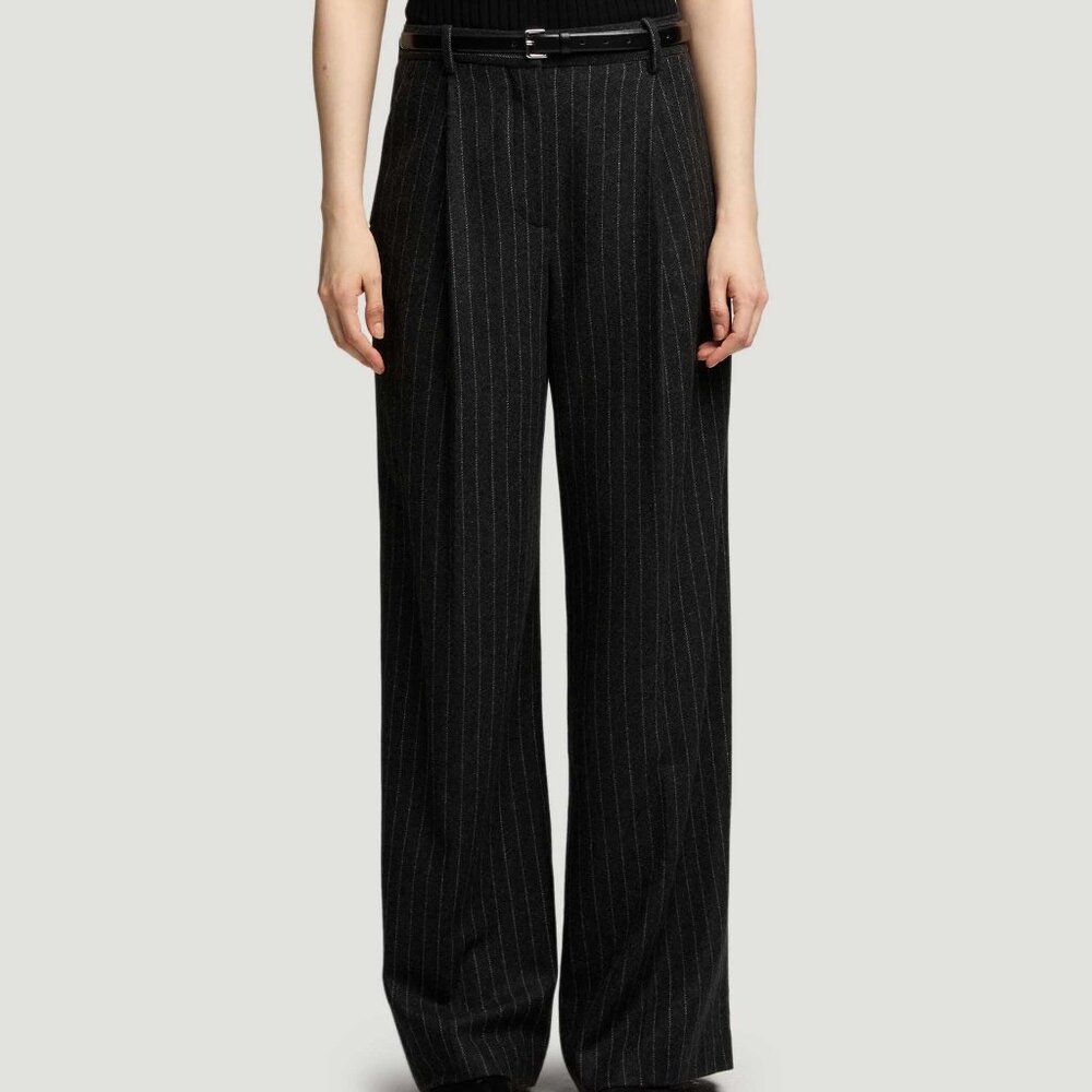 NEW Argent Single Pleat Trouser in Wool Blend Pinstripe - Picture 1 of 9